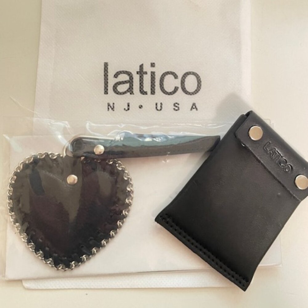 Latico Leather Black Heart Bag Charm and Black Card Holder New